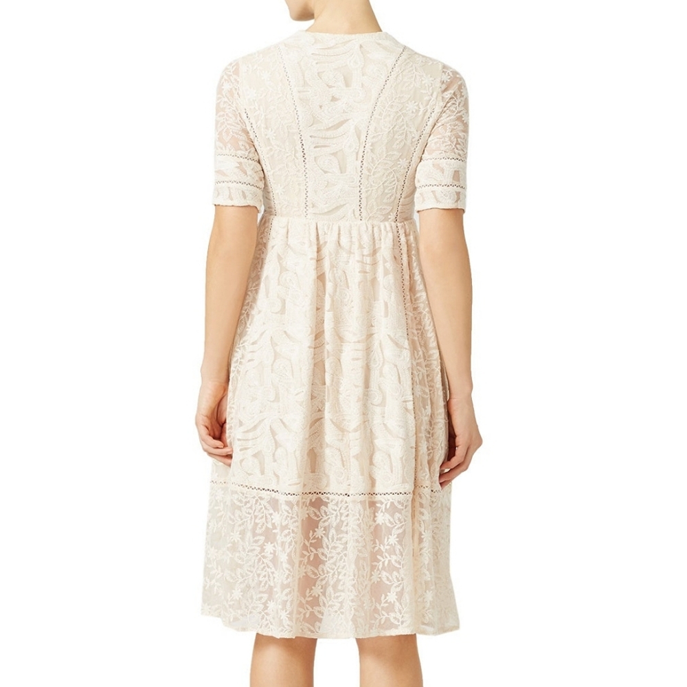 Free People Mountain Laurel Lace Midi Dress Almond/ Cream - 10 - Picture 2 of 9